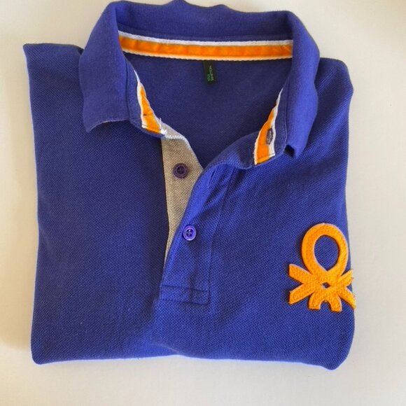 Stile Benetton/Benetton NWOT Royal Purple and Orange Polo/Golf Shirt - Picture 2 of 7